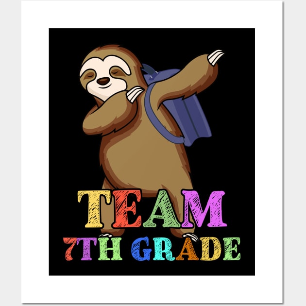 Sloth Hello 7th Grade Teachers Kids Back to school Gifts Wall Art by kateeleone97023